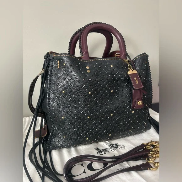 COACH Whiplash Rivets Rogue Bag 36 In Pebble Leather *Anniversary Rogue* - Picture 3 of 12